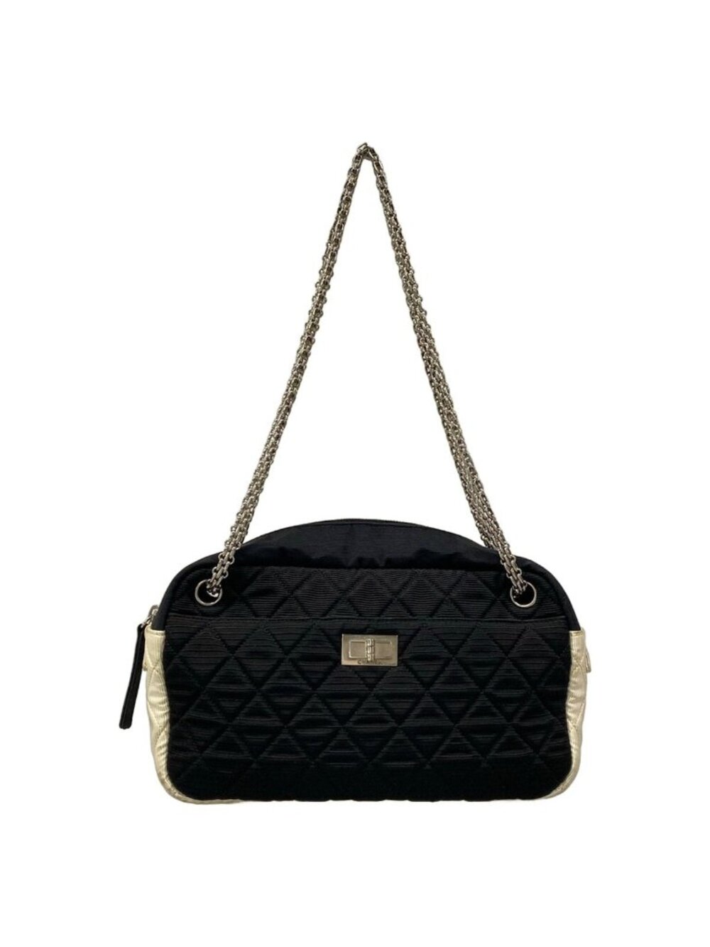 Chanel Shoulder Bag Black White Mademoiselle Chain